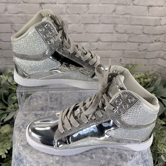 Pastry PopTart Silver Glitter Fashion High Top Dance Sneakers WMS 7.5M✨VGUC✨ - Picture 9 of 14